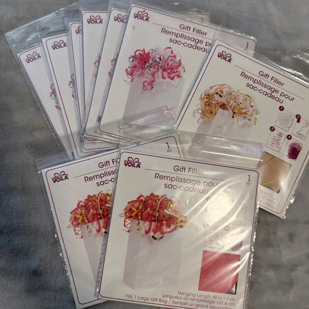 Voila Spiral Gift Bag Filler Lot of 9 New Sealed Assorted Colors 40 Inch
